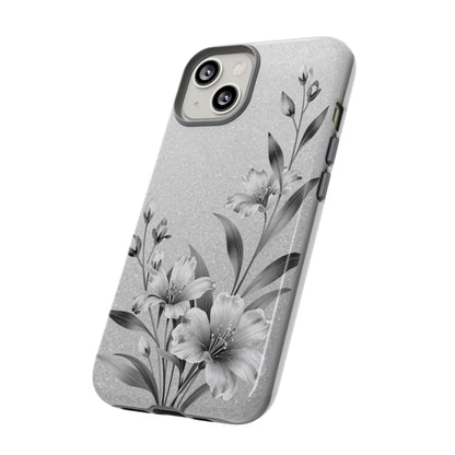 Floral Monochrome Phone Case — Elegant Black & White Lily Design