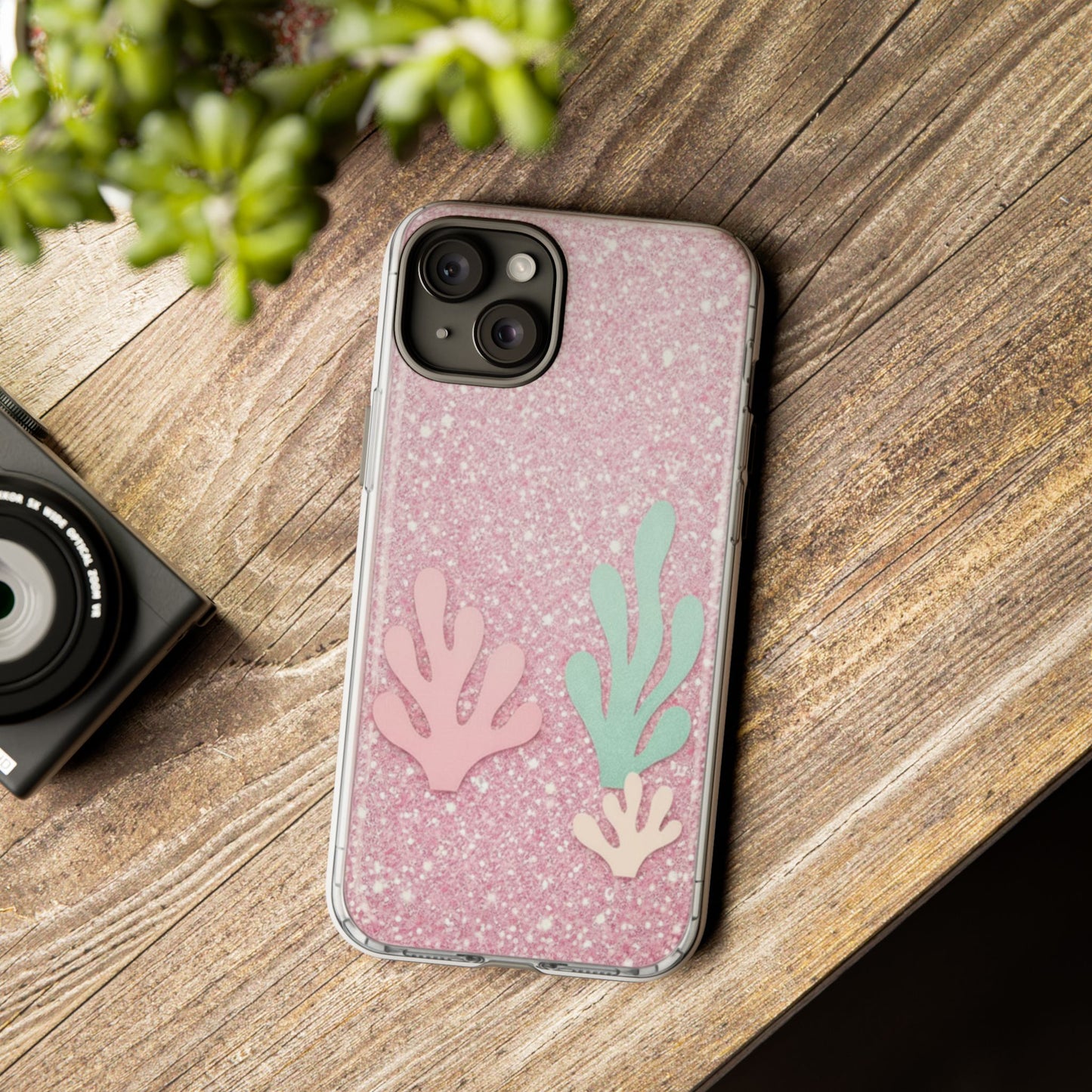 Pink Glitter Seaweed Tough Case - Sparkle Protective Phone Cover