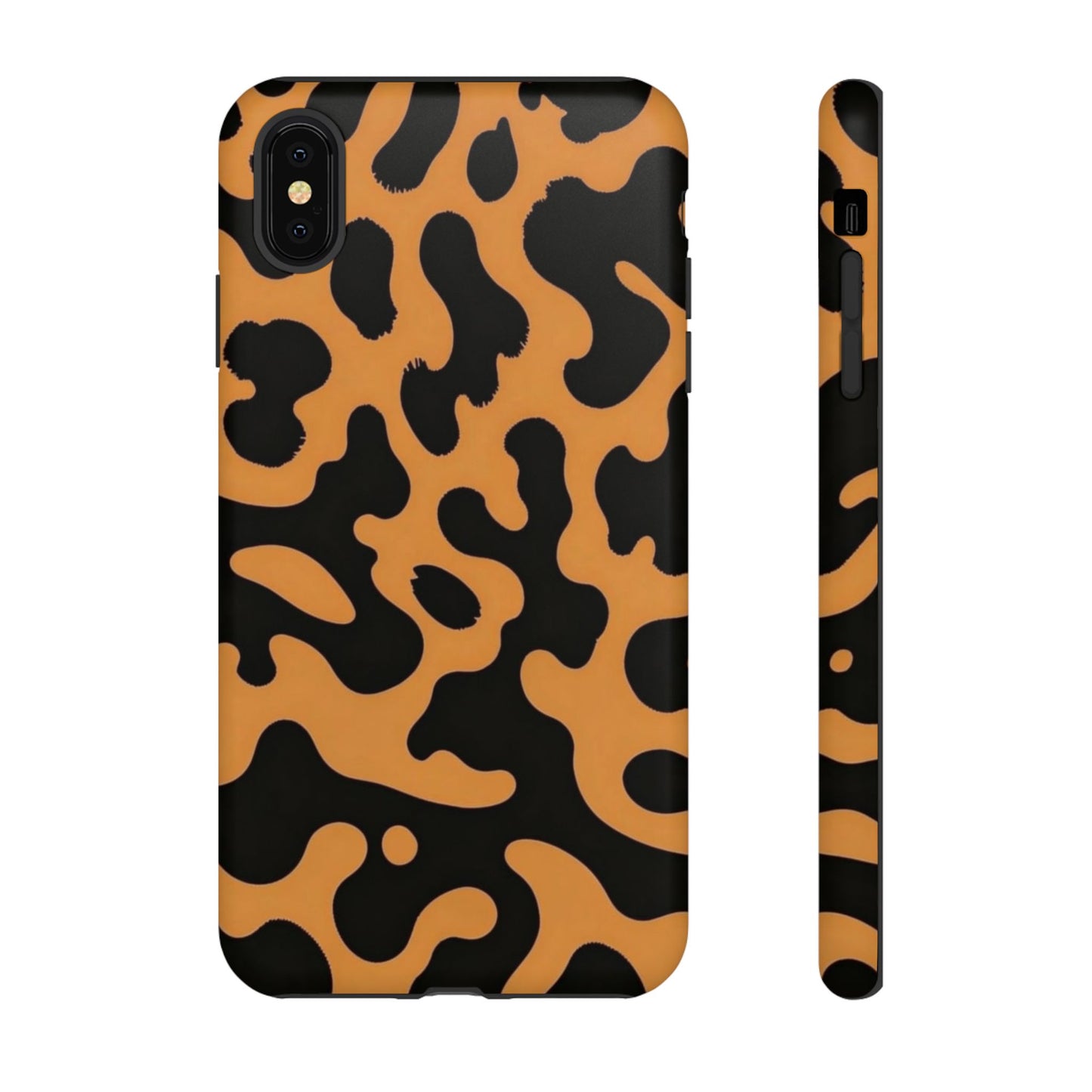 Leopard Print Phone Case — Orange & Black Tough Pattern Protective Cover