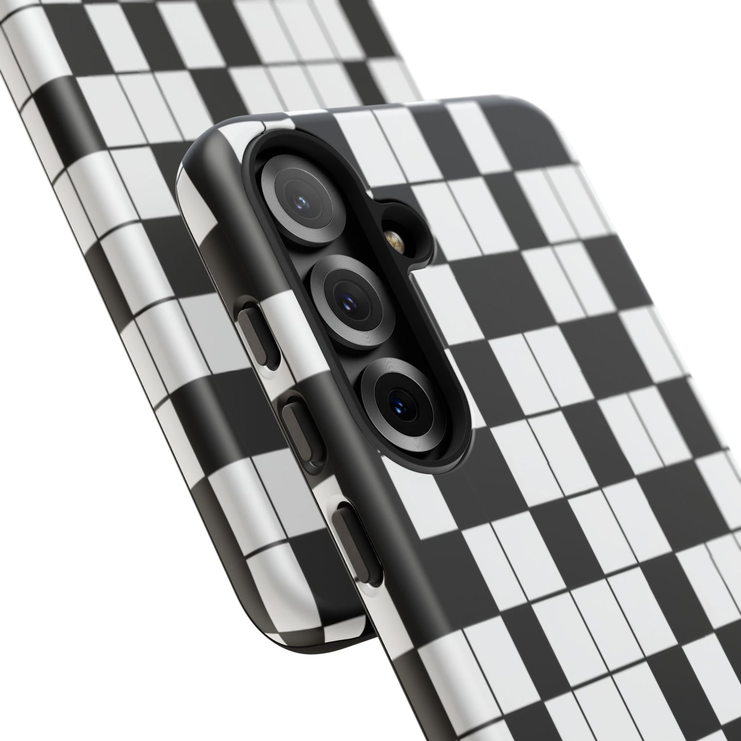 Crossword Grid Phone Case — Black & White Puzzle Pattern Tough Phone Cover