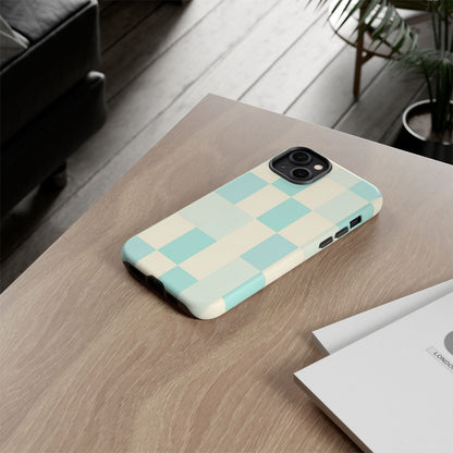 Pastel Checkerboard Tough Case – Mint & Cream Protective Phone Cover