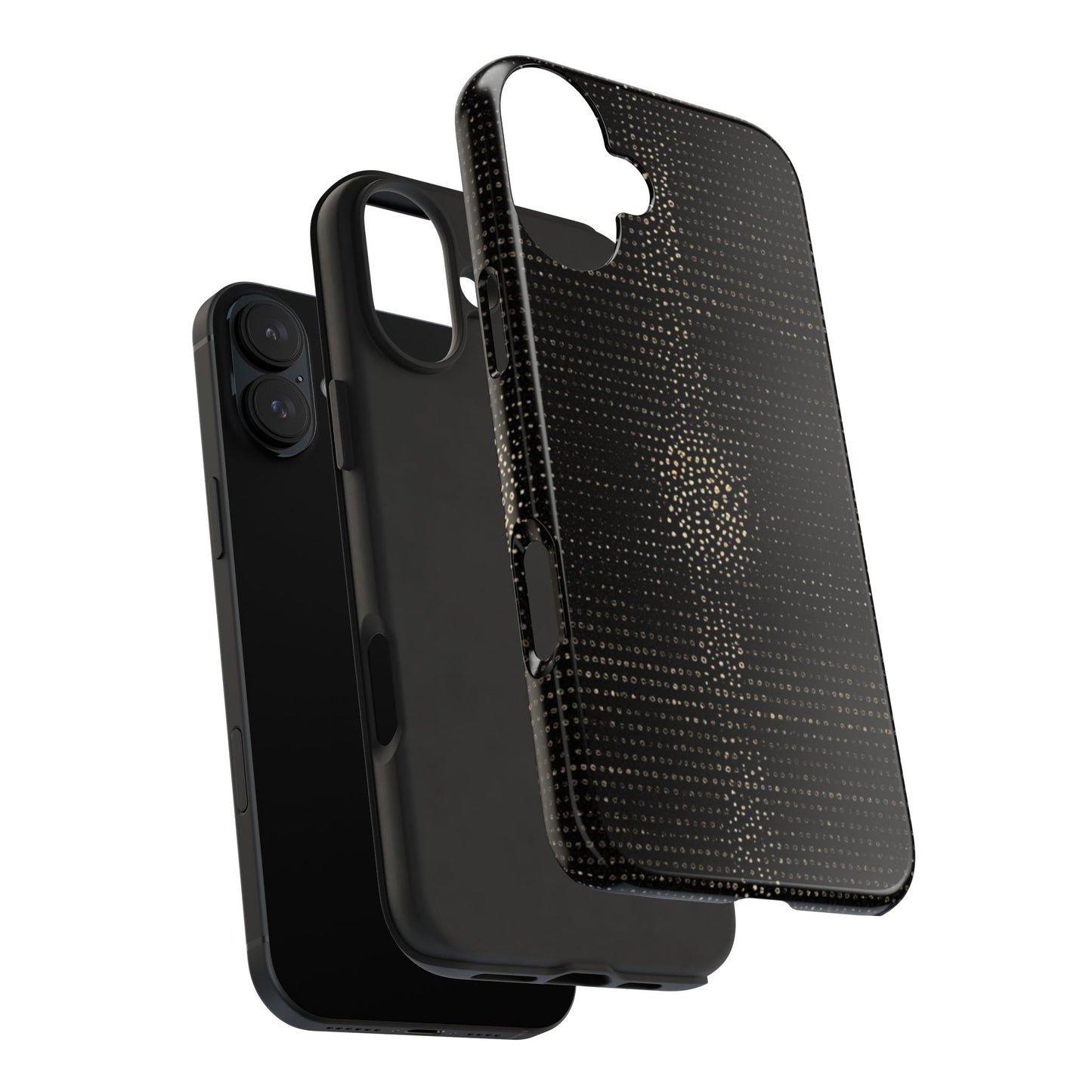 Tough Phone Case — Black Textured Metallic Dot Shield