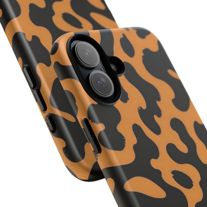 Leopard Print Phone Case — Orange & Black Tough Pattern Protective Cover