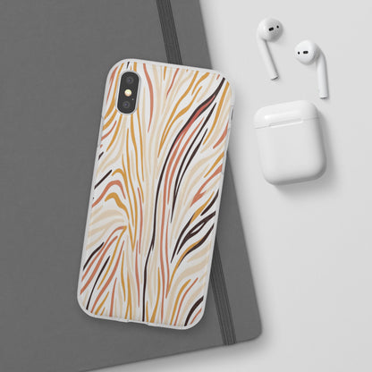 Marbled Neutral Stripe Phone Case — Abstract Beige & Terracotta Flexi Case