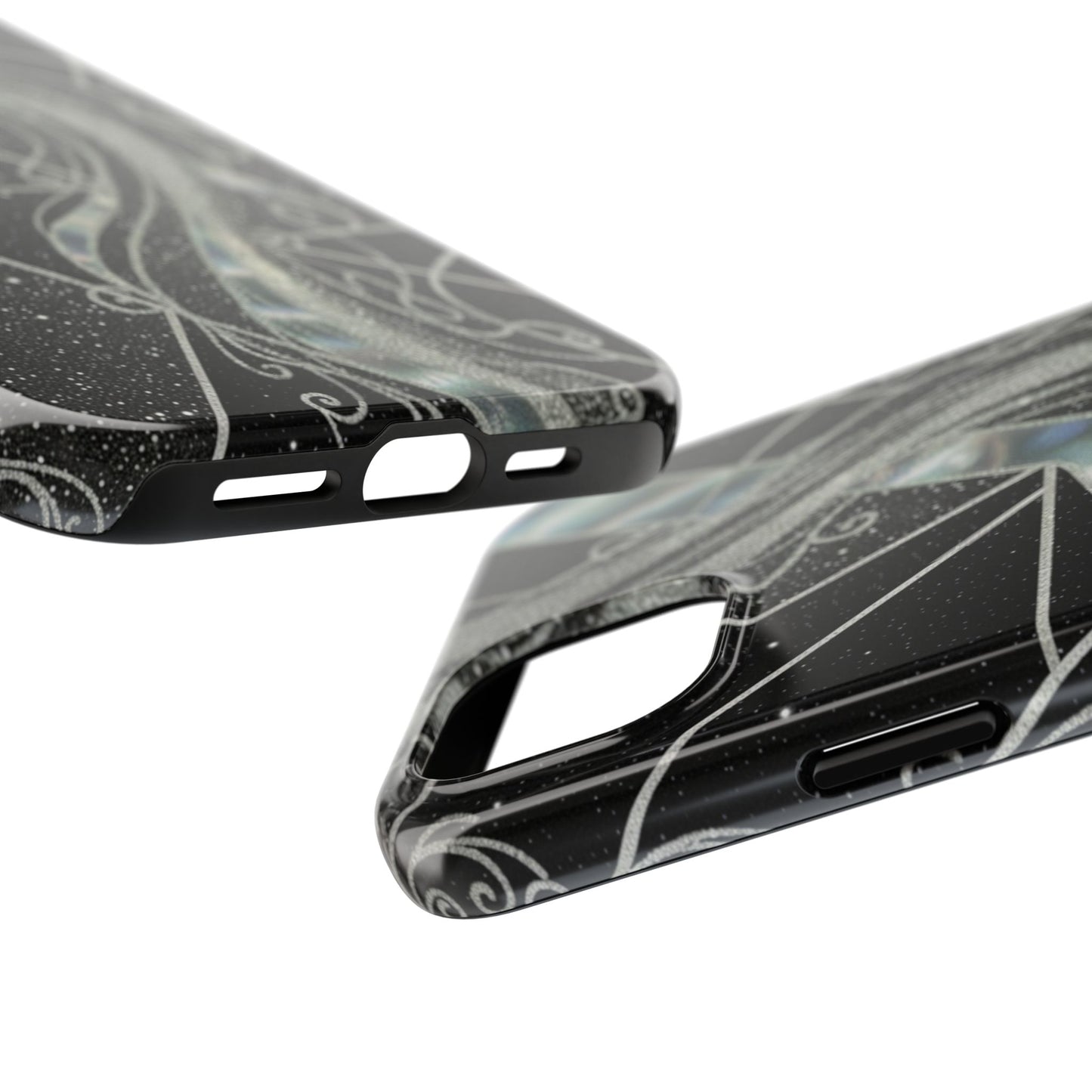 Geometry Tough Phone Case — Iridescent Ribbon on Black Celestial Background