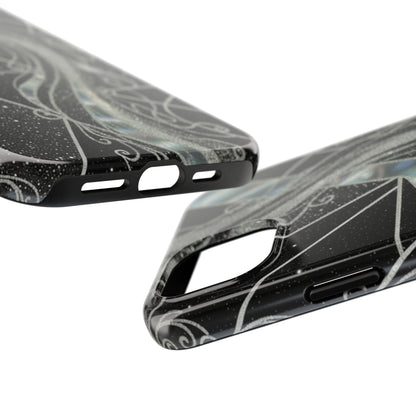 Geometry Tough Phone Case — Iridescent Ribbon on Black Celestial Background