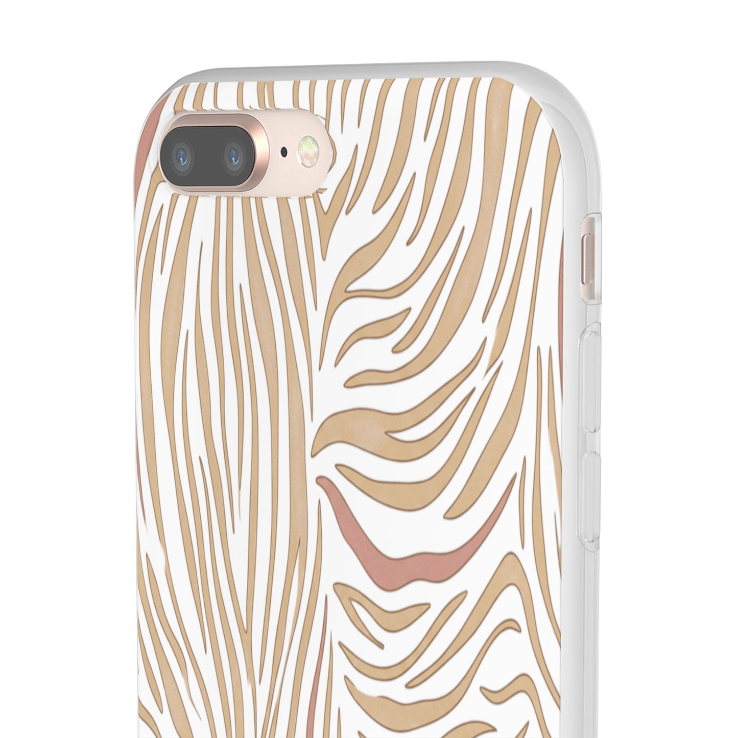 Neutral Zebra Print Flexi Case — Beige & Rose Gold Animal Pattern Phone Cover
