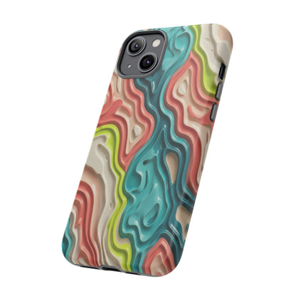 Abstract Contour Phone Case — Colorful Topographic Pattern Tough Case