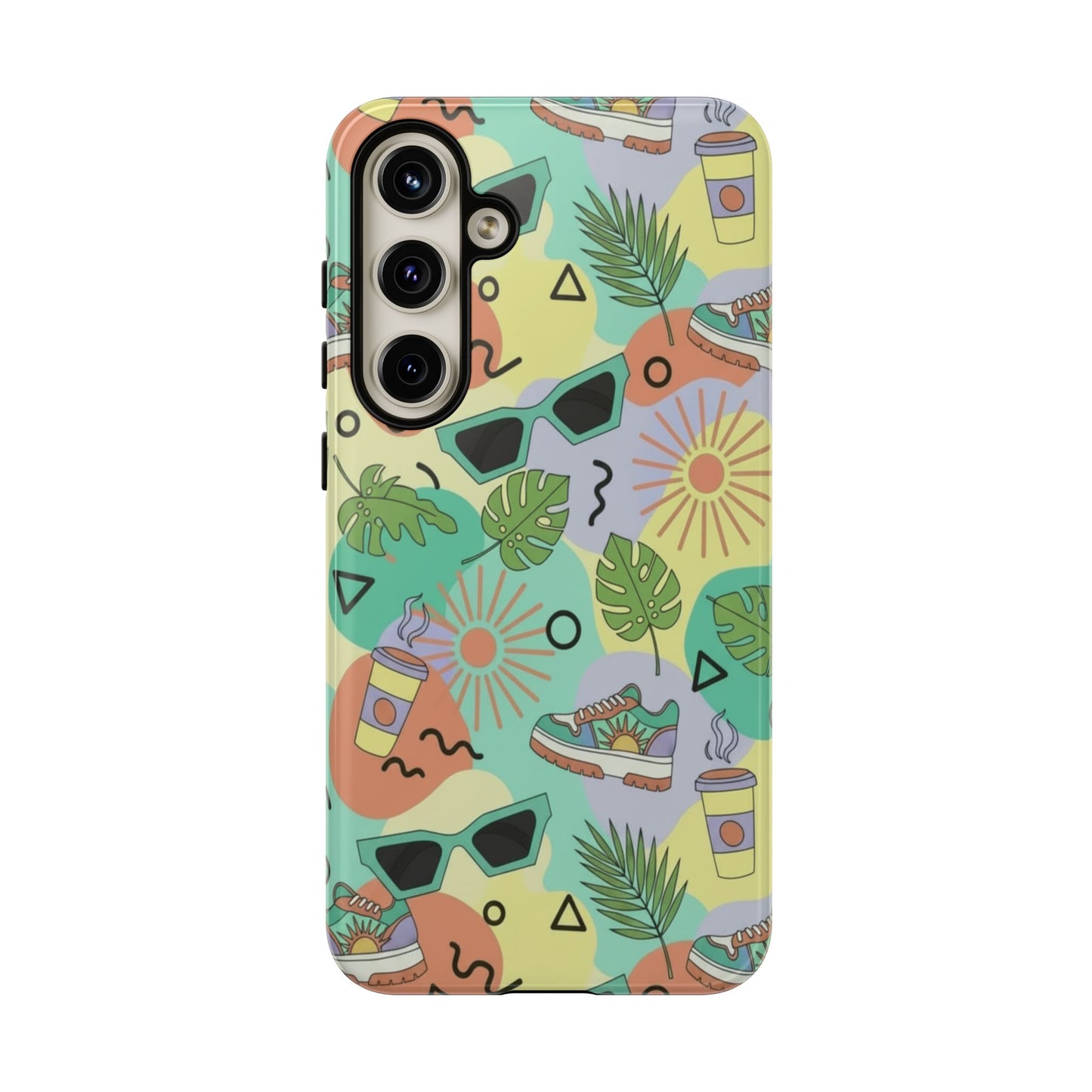Tropical Summer Phone Case — Retro Sunglasses, Sneakers & Palm Pattern