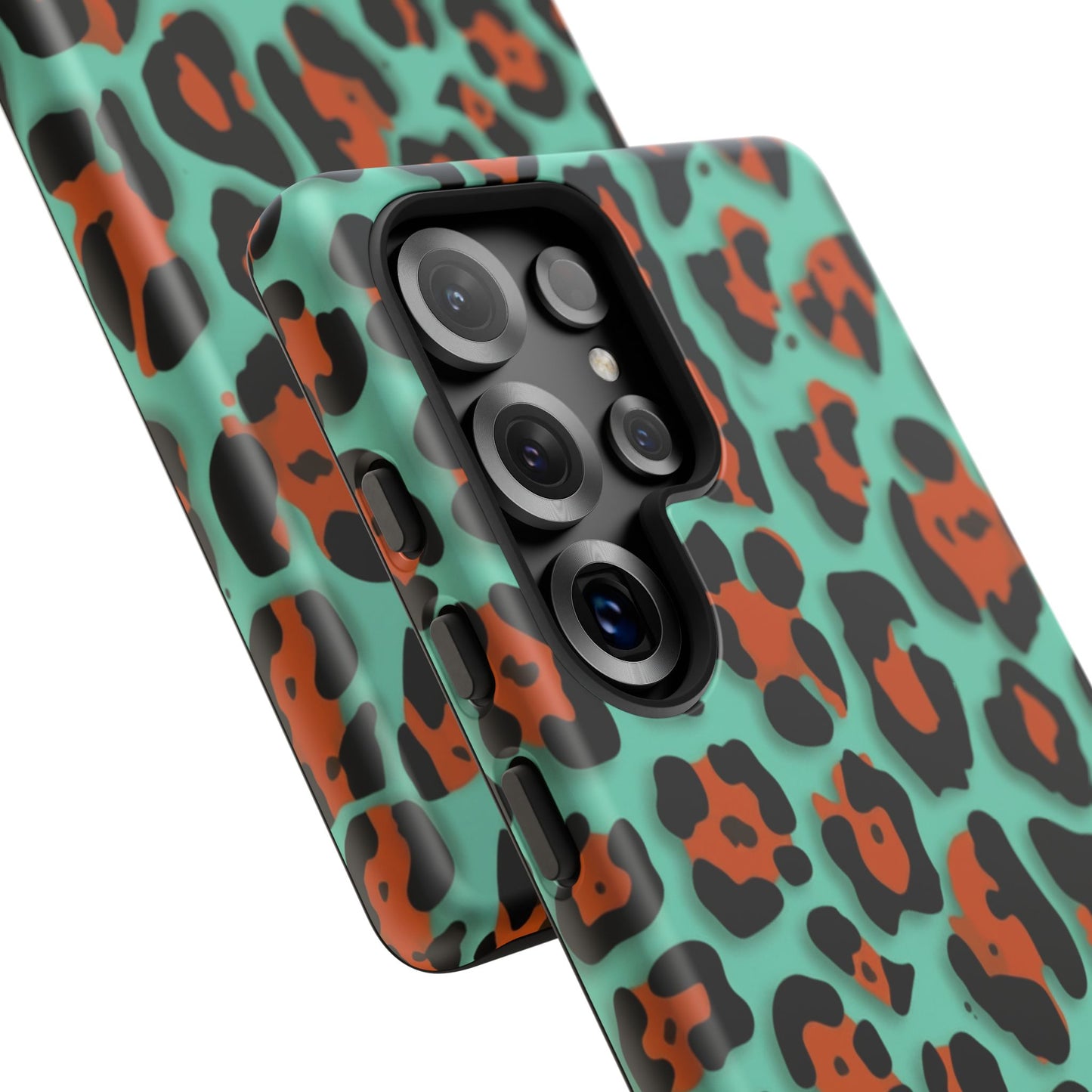 Teal & Rust Leopard Phone Case — Tough Protective Animal Print