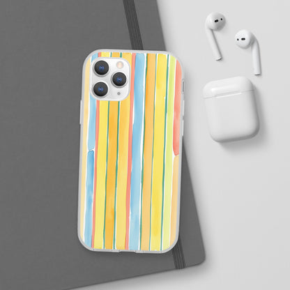 Watercolor Stripe Phone Case — Bright Pastel Vertical Stripes Protective Flexi Case