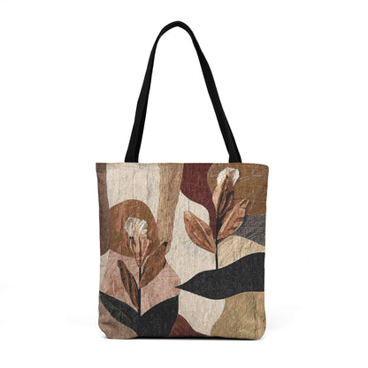Woven Tote — Neutral Abstract Botanical Tote Bag