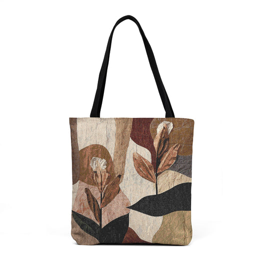 Woven Tote — Neutral Abstract Botanical Tote Bag