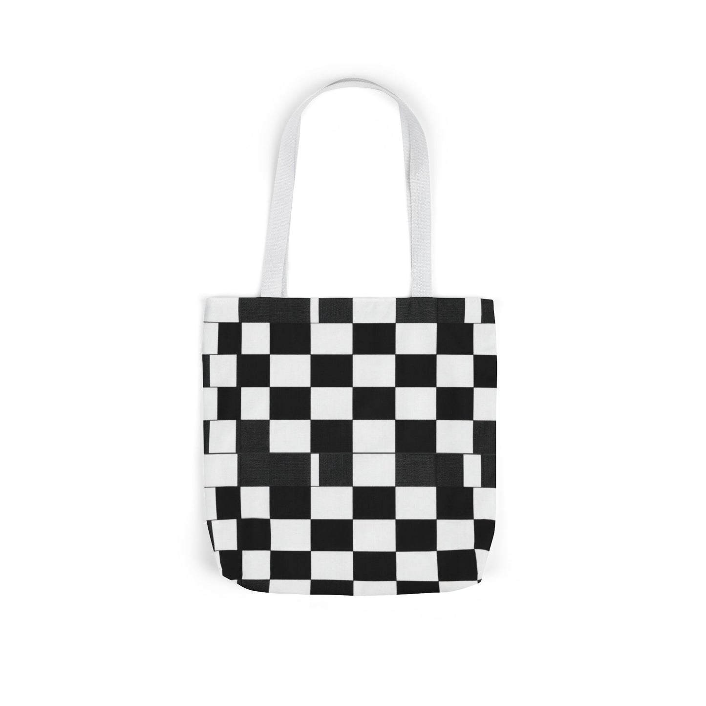Checkerboard Canvas Tote Bag – Black & White Retro Grid Pattern