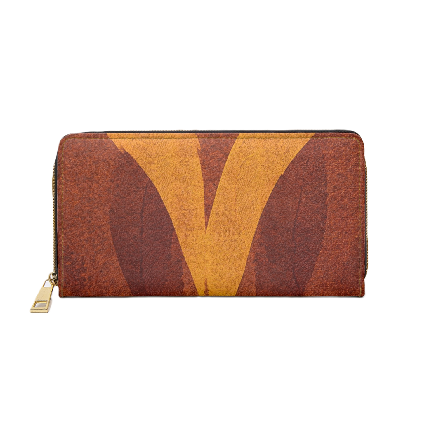 Women's Ochre Autumn Wallet - Vegan Abstract Zipper Wallet