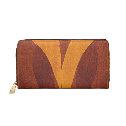 Women's Ochre Autumn Wallet - Vegan Abstract Zipper Wallet