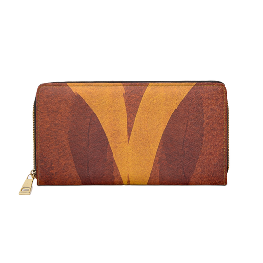 Women's Ochre Autumn Wallet - Vegan Abstract Zipper Wallet
